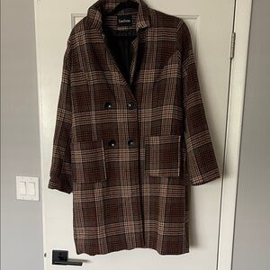 Plaid Double-Breasted Coat